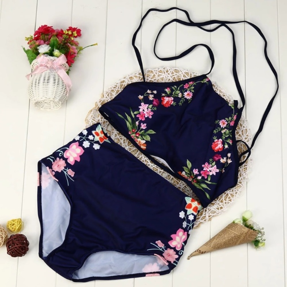 Sexy Boho High Waisted Wrap Halter Bikini Swimsuit - Picture 5 of 7